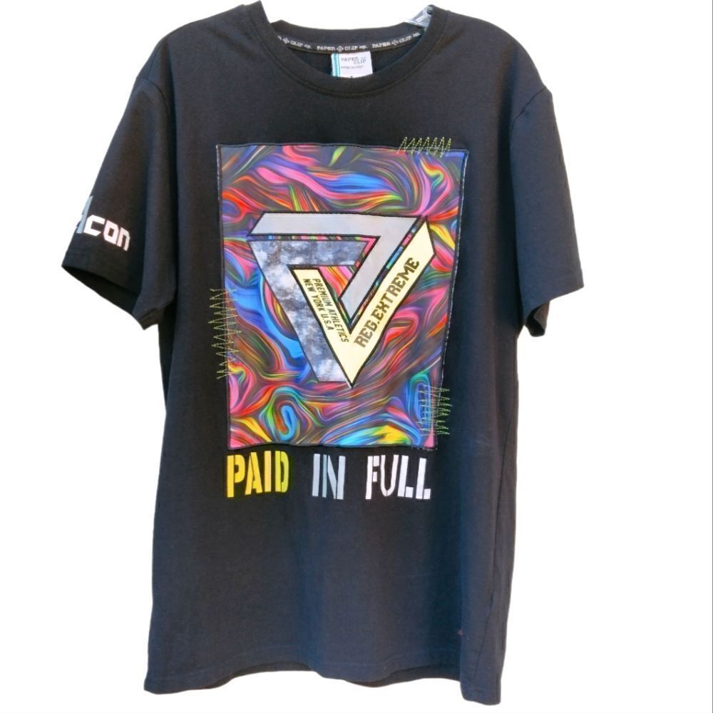 Paperclip American Spirit Men's Tee Shirt Size L Black 100% Cotton